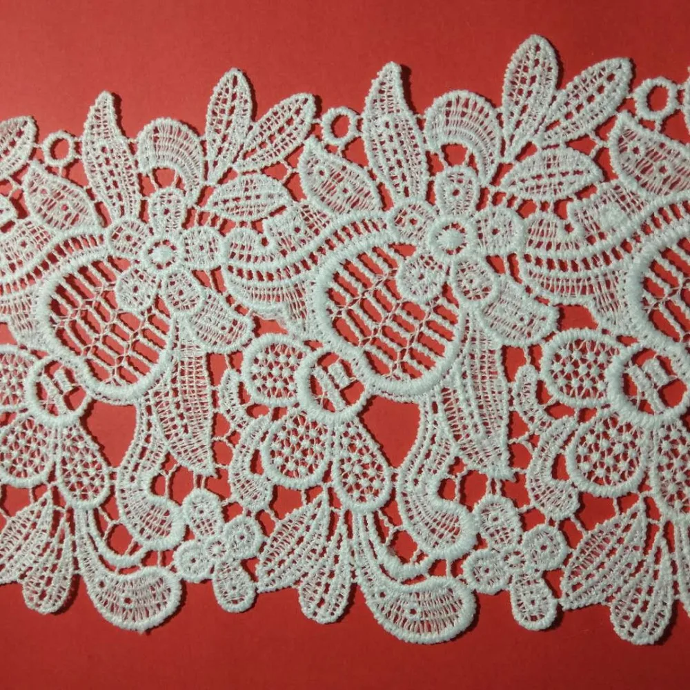 

13cm Width Embroidered lace Accessories Milksilk White color Embroidery Lace Fabric Apparel Sewing Fabric Lace Material 1yard