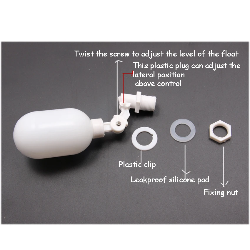 R1/4" Pipe Plastic Float Ball Switch Auto Filling Water Floating Valve With 4042 Connector Fish Tank Aquarium Accessories
