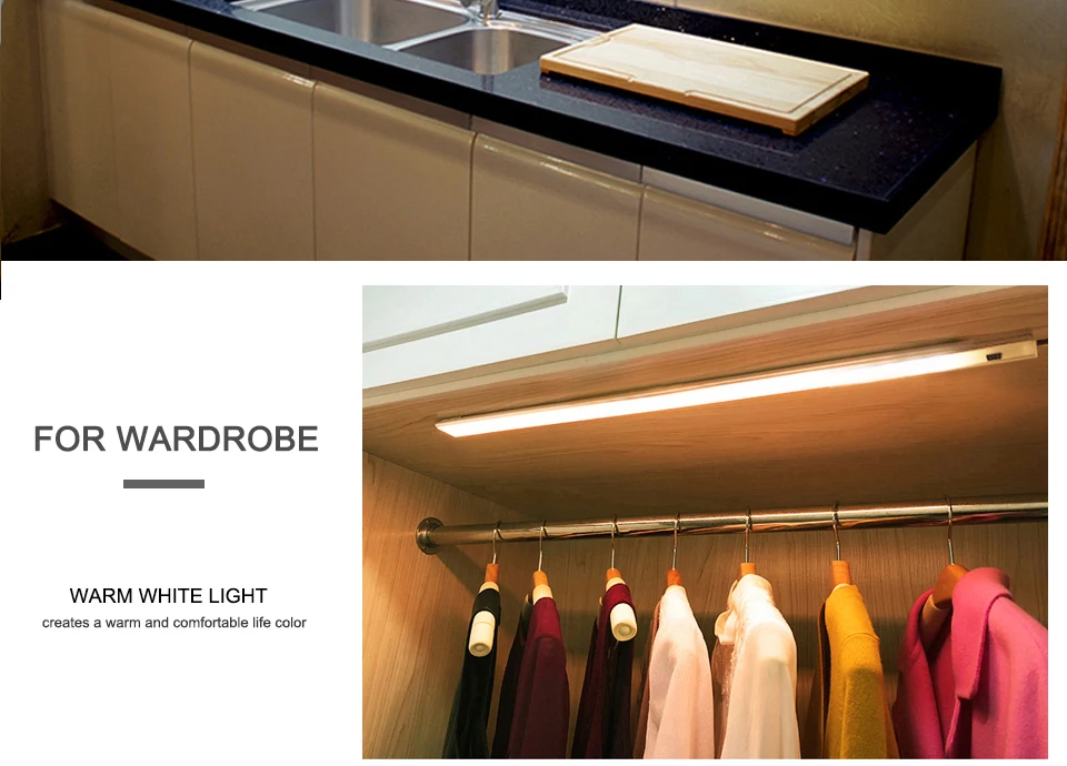 Hand Sweep Switch LED Under Cabinet Kitchen Light Bedroom Wardrobe Closet Night Lights (10)