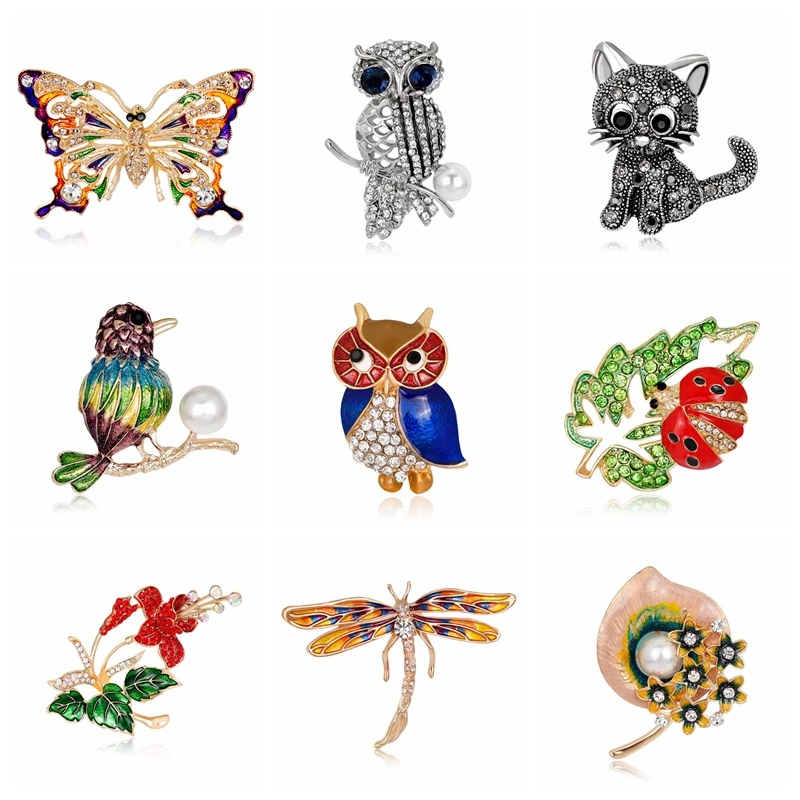Buy Rinhoo wild animals Brooch pins butterfly cat owl bird Brooch For women