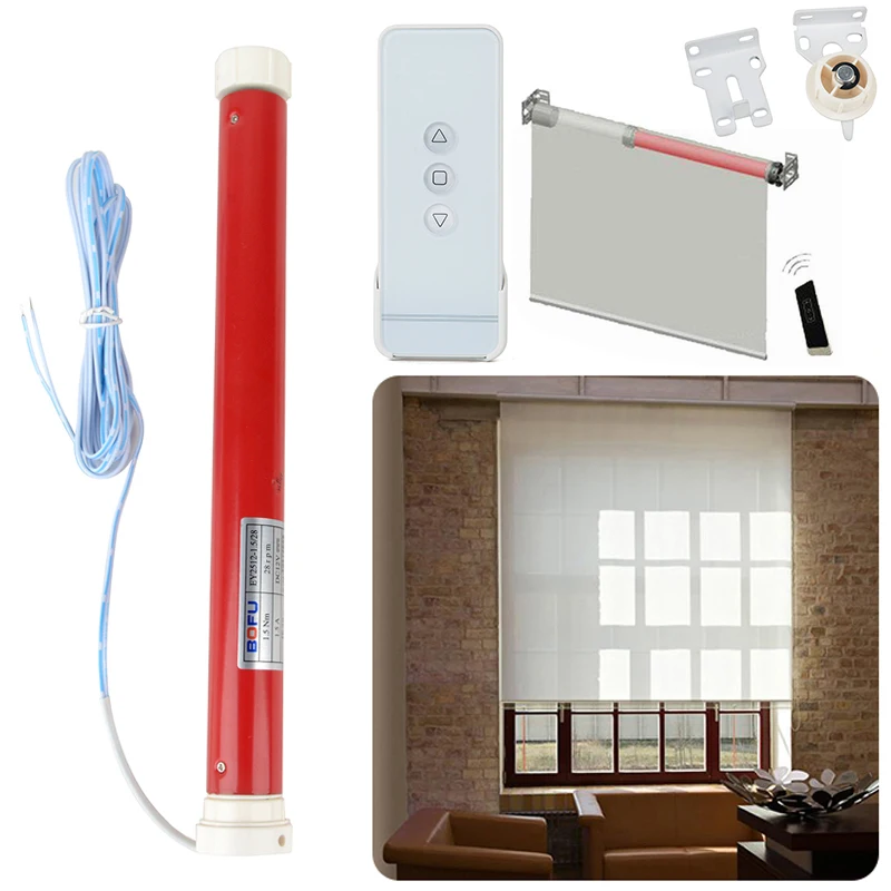 12V 1.5A Electric Roller Blind Curtain Shade Tubular Motor Kit with Remote Controller For Household Supplies