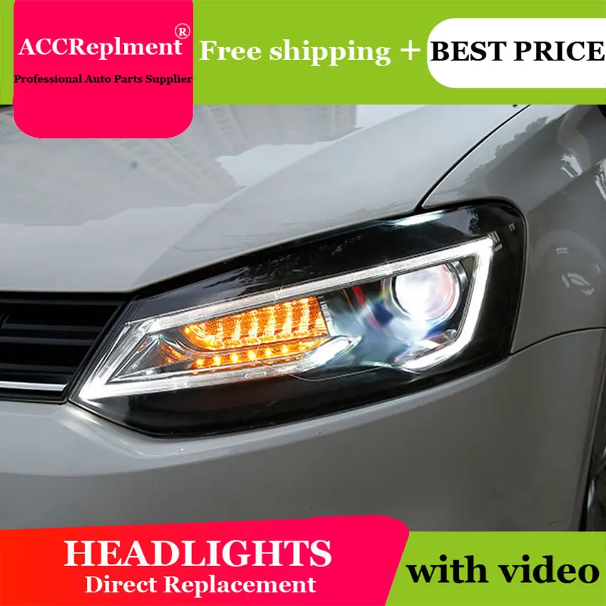 Car Styling for VW Polo Headlights Volkswagen New Polo LED Headlight 2011 2018 Lens Double Beam