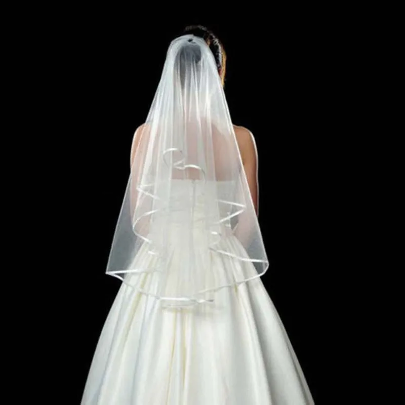 

New In Stock Elbow Length Wedding Veil White Ivory Two Layers Tulle Free Comb Custom Bridal Veils