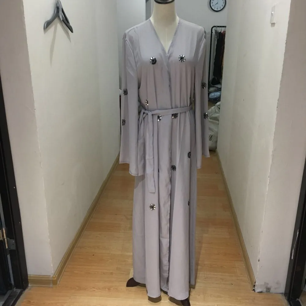 Мусульманская женская вышивка открытый кардиган Макси платье катфан абайя Дубай кимоно молитвенная служба Исламская одежда длинный халат Туника Арабская