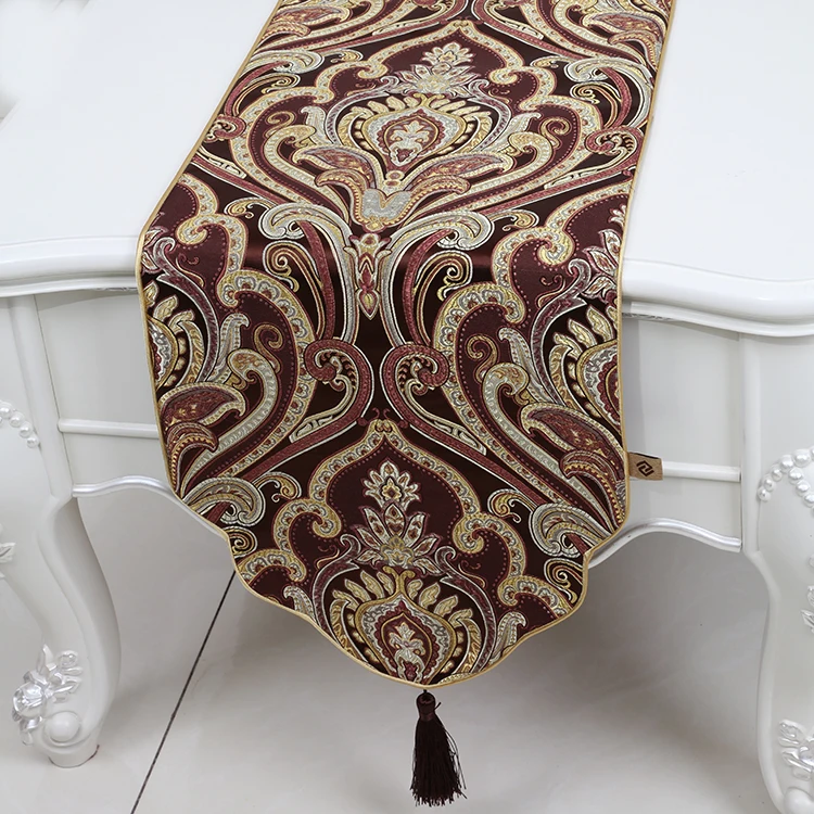 High End Jacquard Decorative Table Runner Rectangle Dining Table Protective Pads Tassel Luxury European style Coffee Table Cloth