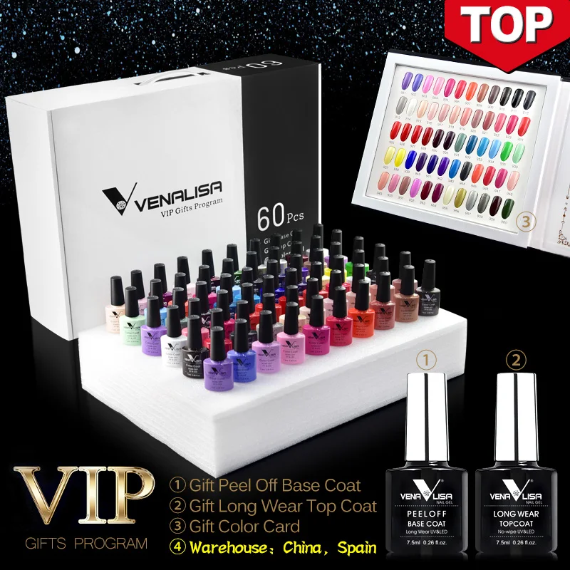 #61508, 2019 nuevo 60 de color de moda Venalisa gel polaco vernish color gel polaco para arte de uñas Diseño conjunto kit de aprendizaje de gel de uñas