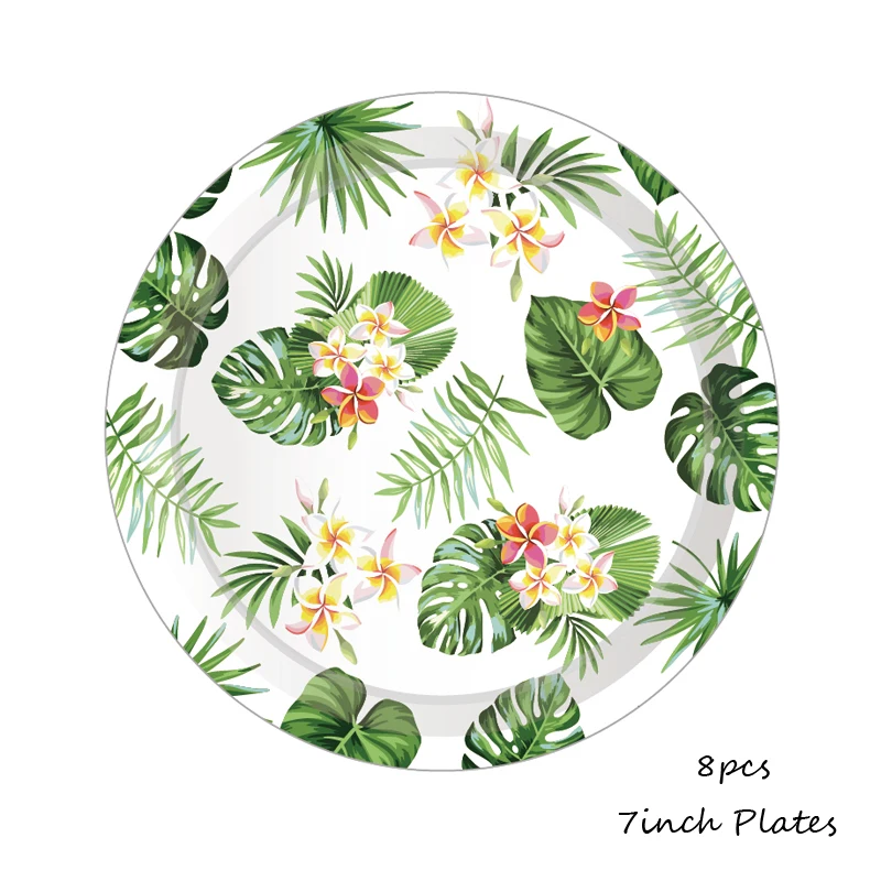 

Omilut Tropical Palm leaf Flamingo Disposable Plates Hawaii Party Luau Decor Summer Party Disposable Tableware Set Supplies