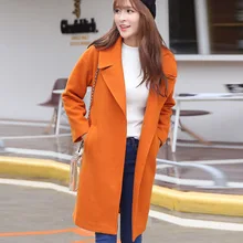 2016 Korean version of the women’s fashion loose suit collar woolen coat long woolen woolen coat B257
