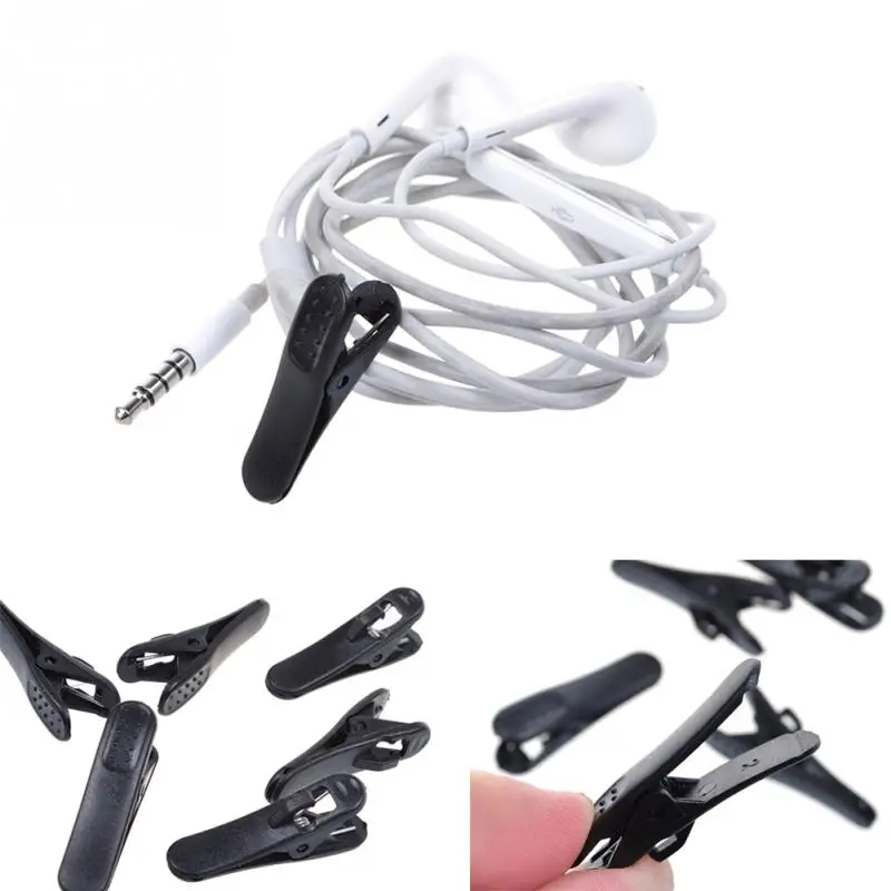 

6pcs Black Color Headphone Headset Cable Cord PVC Clip Holder Clips Clothing Earphone/Microphone Cord organizer tool