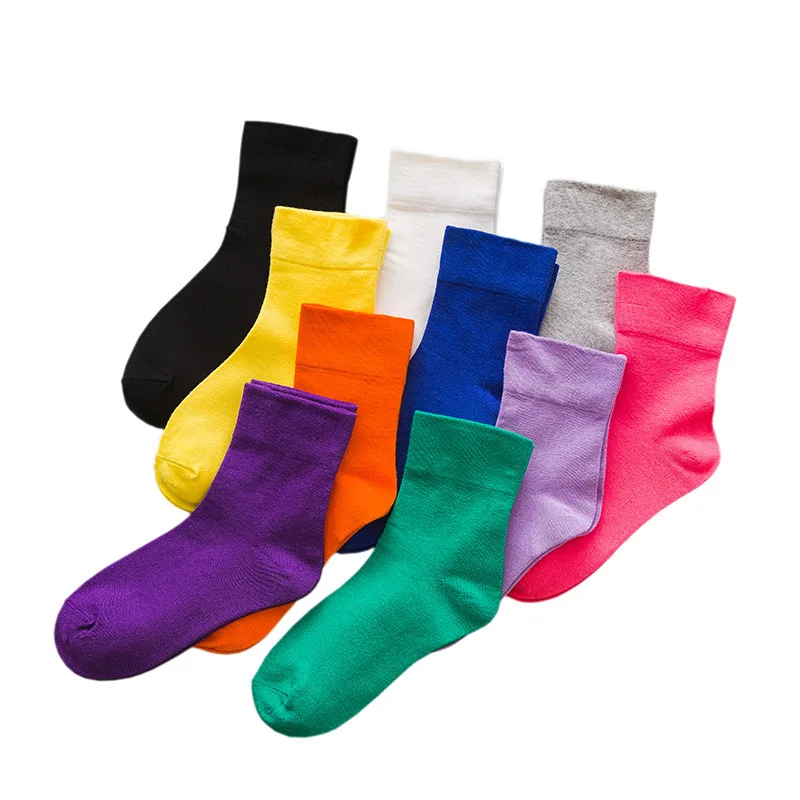 korean Style Women Socks Cotton Funny Cute Socks Ladies Casual Youthful Breathable Hosiery Pure-color for Girls Ankle Soft Socks