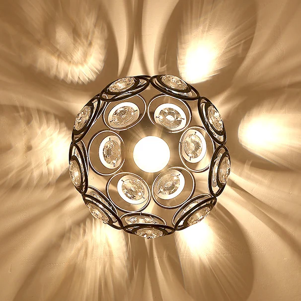 Роскошные прихожей светодиодный потолочный светильник с Стекло абажур K9 с украшением в виде кристаллов декоративная лампа для открытого монтажа для Гостиная