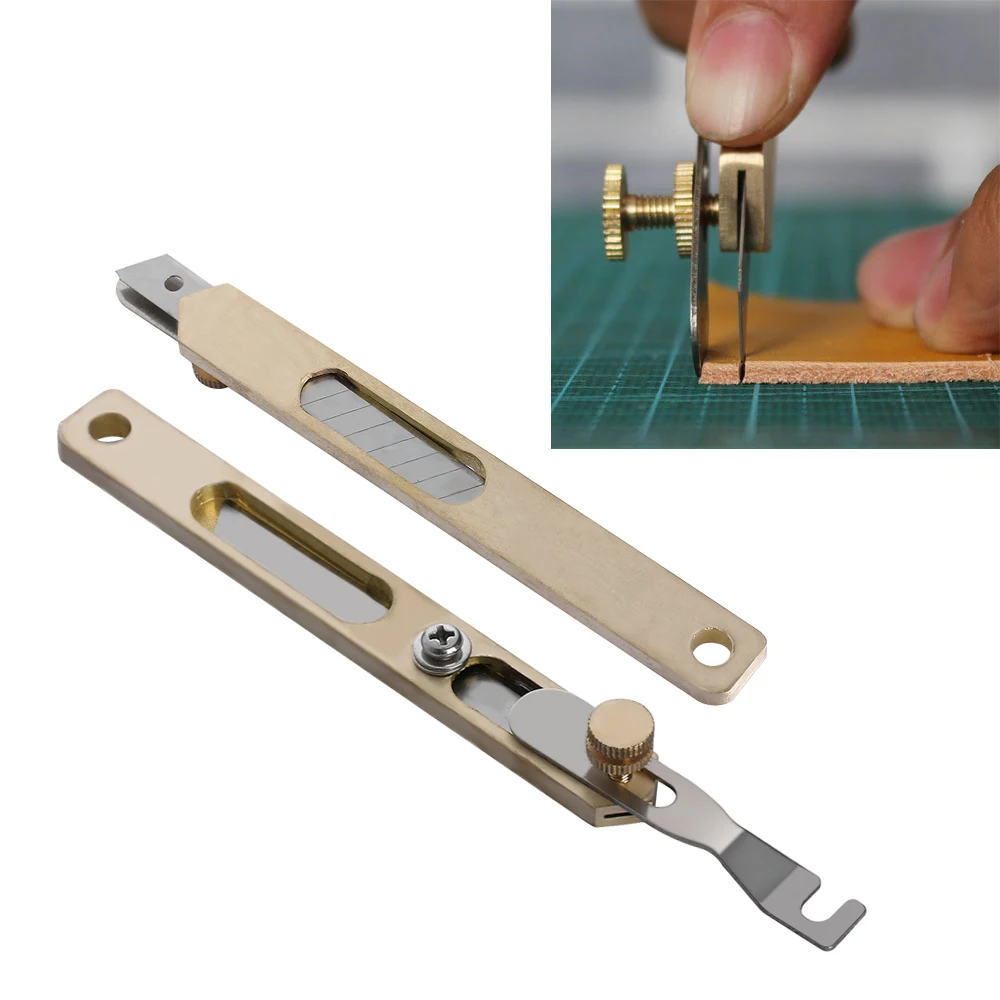

Leather Craft Tools DIY Incision Cutter Knife Copper Trimming Knife with Blade Leather Tool
