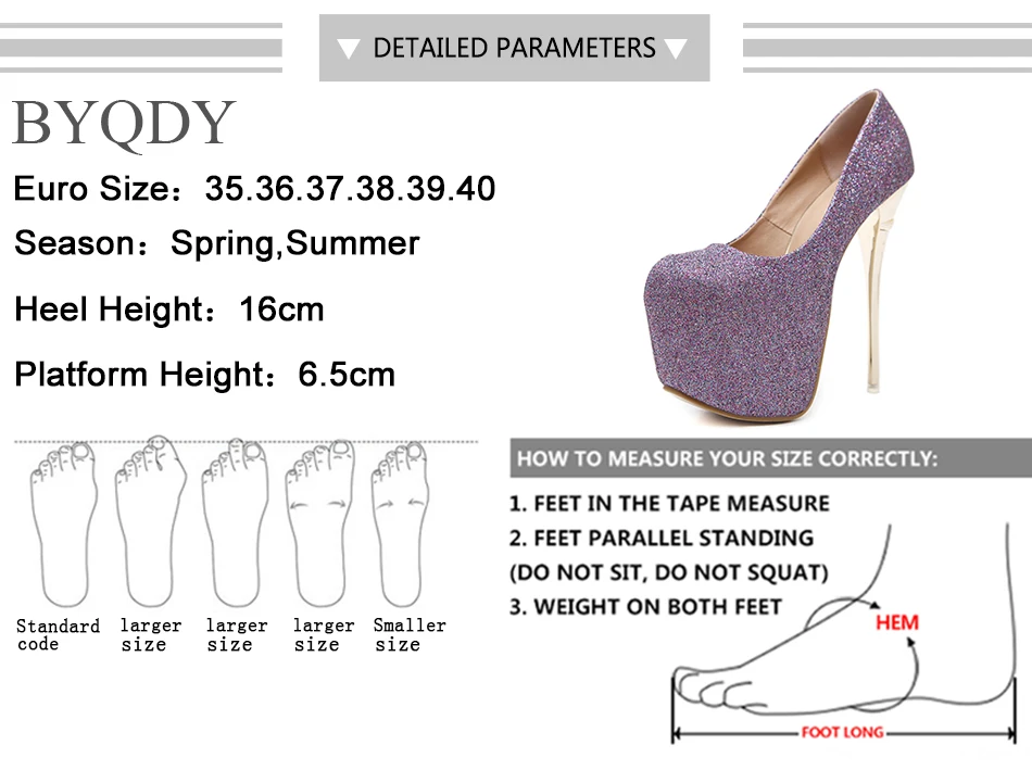 BYQDY/пикантные туфли-лодочки на платформе; женская обувь на очень высоком каблуке-шпильке; обувь с круглым носком; блестящая обувь с блестками для ночного клуба; Свадебная женская обувь