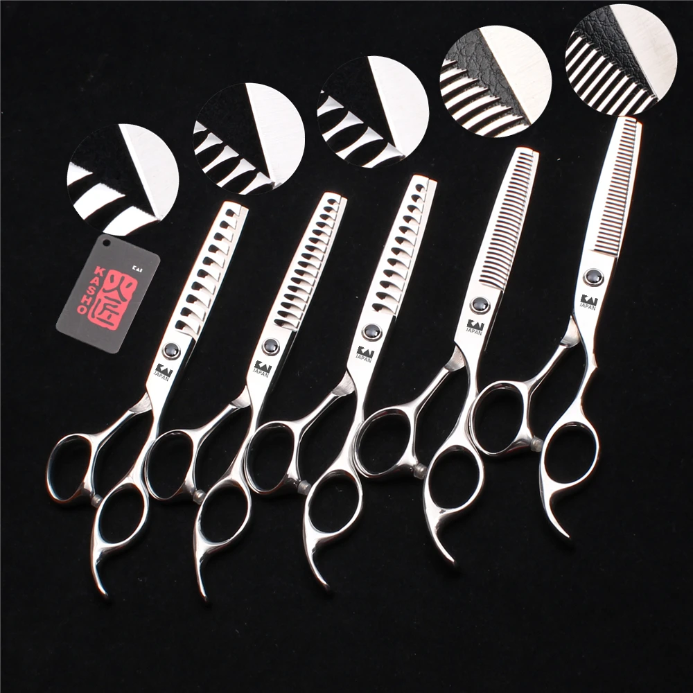 6.0'' 17cm Kasho 440C Black Stone Haircuts Hairdressing Scissors Thinning Scissors Professional