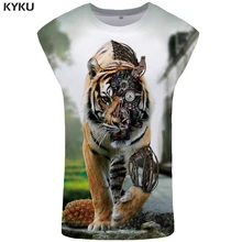 Бренд KYKU, майка с тигром, Мужская Механическая майка, панк, мужская, s, бодибилдинг, забавная, Ftness, одежда, животное, Стрингер, жилет