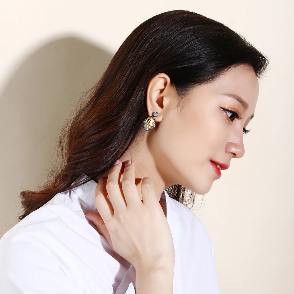 Latest Leaves Dangling Earrings Jewelry Pendientes Detalles De boda Black/White/Gold Color Accessories Gifts Earring