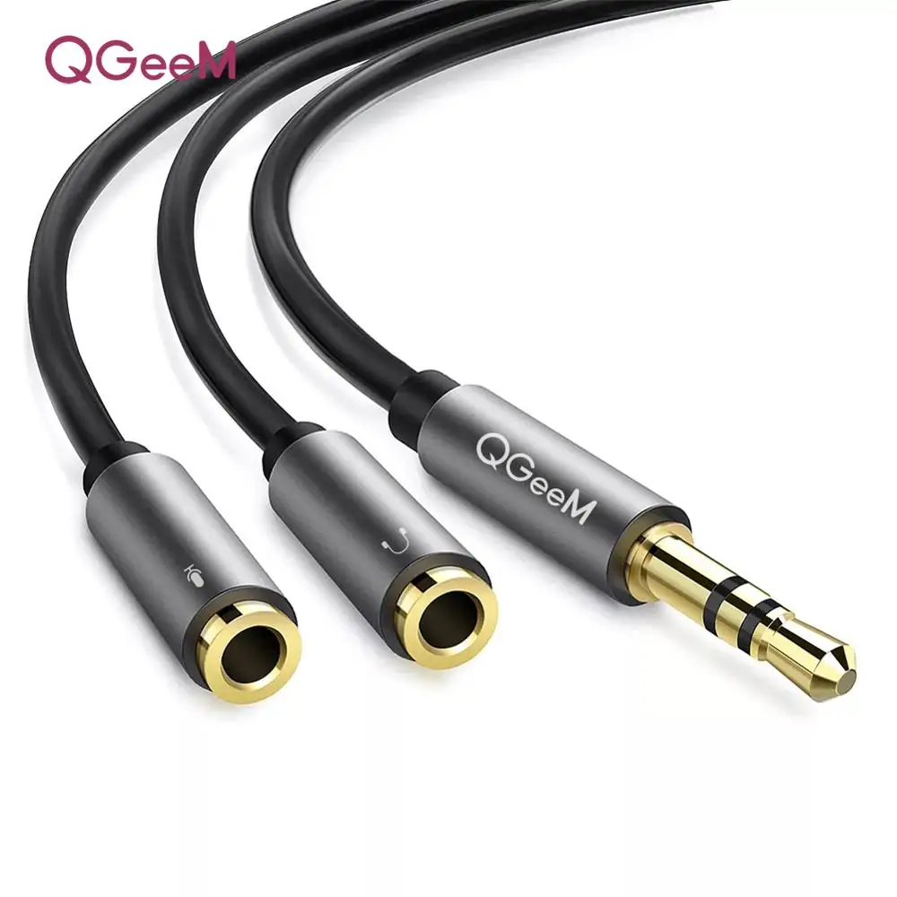

QGeeM 3.5mm Audio Splitter Cable for Computer Jack 3.5mm 1 Male to 2 Female Mic Y Splitter AUX Cable Headset Splitter Adapter