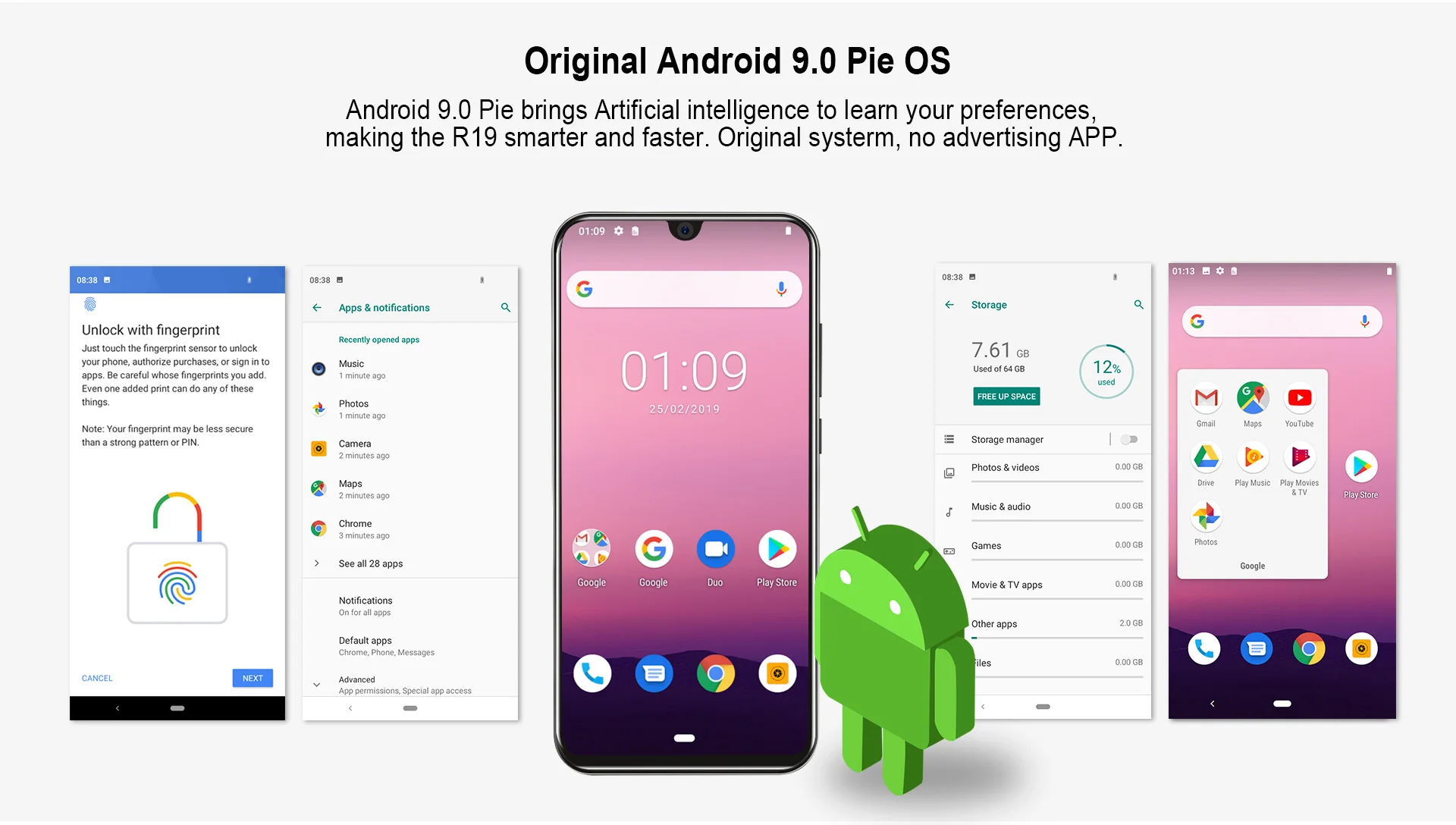 Cubot R19 Android 9,0 3 ГБ 32 ГБ MT6761 четырехъядерный смартфон с отпечатком пальца 2800 мАч 5,71 ''Капля воды экран лицо ID мобильный телефон