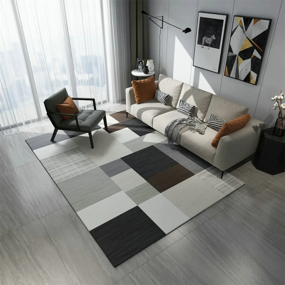 Simple Modern Pastoral Rectangular Ground Mat Carpet For Living Room Nordic art abstract Rug Sofa Tea Table Bedroom Children