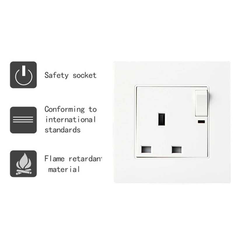 Белый 250V 13A 86 панель типа Британия Сингапур HK великобритания провод кабель настенная розетка выключатель заземление скрытый адаптер розетка питания A8