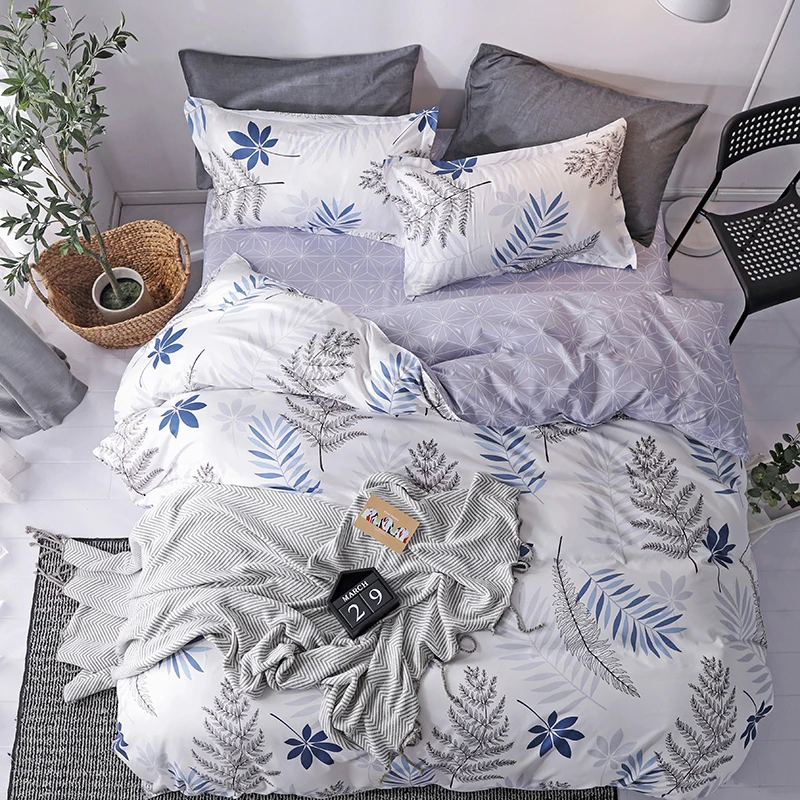 Solstice домашнее одеяло из текстиля/пододеяльник Наволочки Чехол гладкая простынь темно-синий цветок постельное белье в полоску Комплект белья для девочек - Цвет: 8