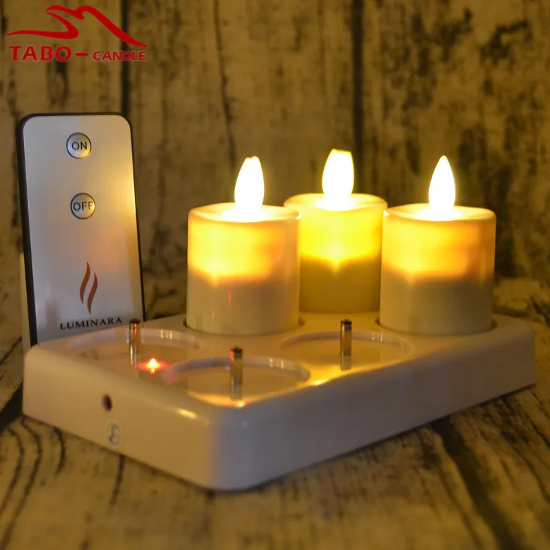 6pcs Moving Wick LED Tealight Candles Rechargeable Flicker Tea Light