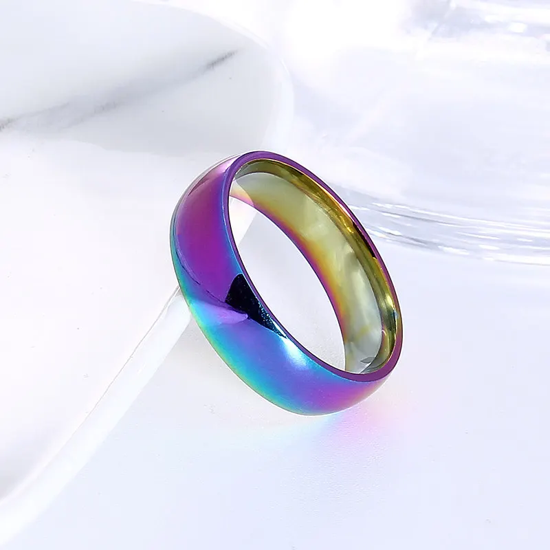 

6mm Rainbow 316L Stainless Steel Rings Titanium Steel Rings For Women and Men