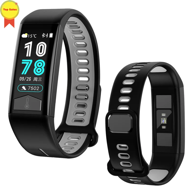 

ECG Fitness Smart Bracelet IP68 Waterproof Wristband Heart Rate ECG Monitor Smart Band Weather Display Body Temperature ECG band