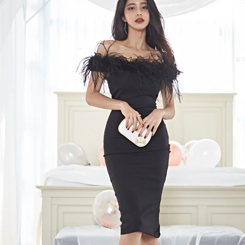 

Sexy Slash Neck Women Pencil Dress Spring Cocktail Party Bodycon Dresses Off-shoulder Tassels Backless Midi Vestidos 2019