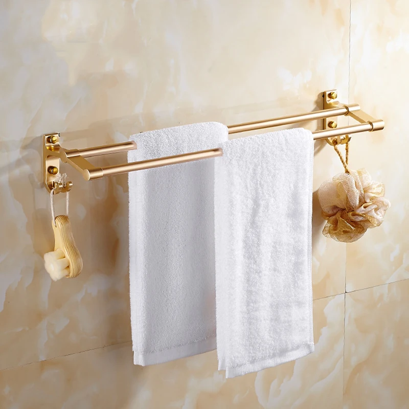 4 Colors Free Towel Bars 2 Layer Space Aluminium Bathroom Towel Holder