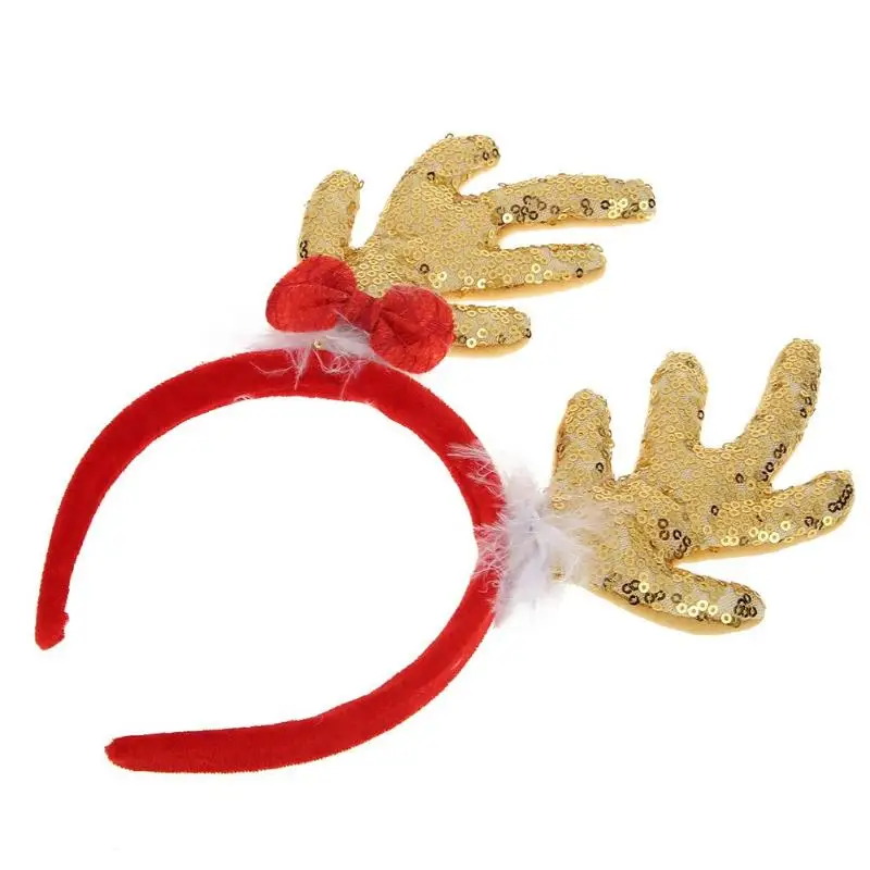 Для взрослых и детей, милая Рождественская повязка на голову с рогом лося, подарки Санты, украшение для рождественвечерние вечеринки