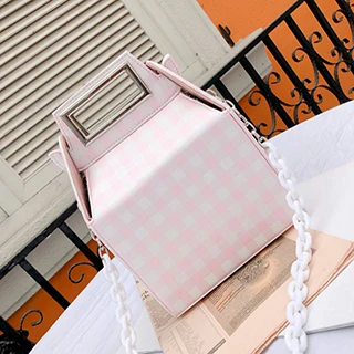 Роскошные дизайнерские женские сумки-мессенджеры из воловьей кожи, сумочка с акриловой цепочкой, сумки на плечо, контрастная коробка, клатч, модная сумка через плечо - Цвет: Розовый