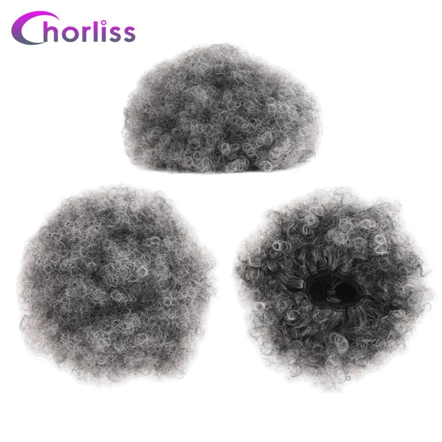 

Chorliss 8" Afro Chignon Bun Synthetic Chignon Hair African Short Kinky Curly Wrap Drawstring Puff Ponytail Black Brown Bun