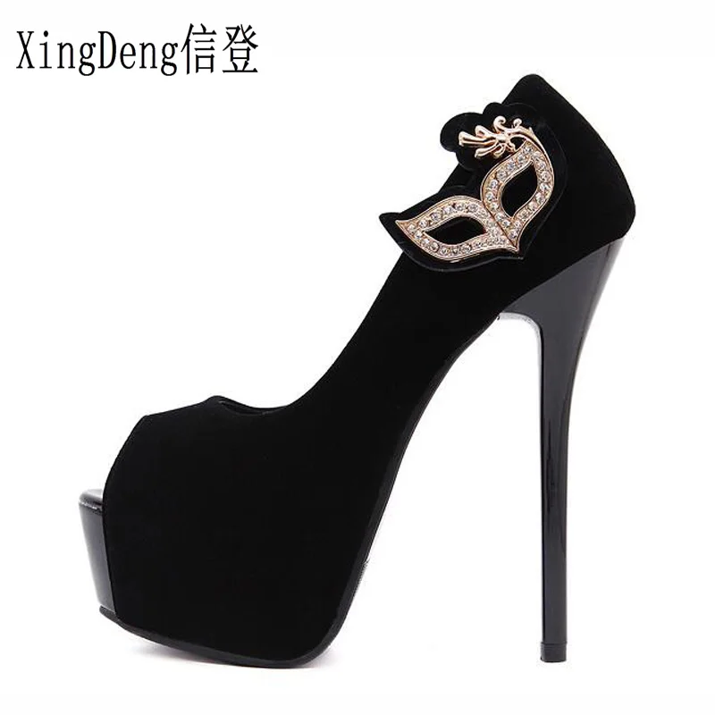 XingDeng Woman Ultra High Heels Size 12cm High Heels Shoes Ladies Round