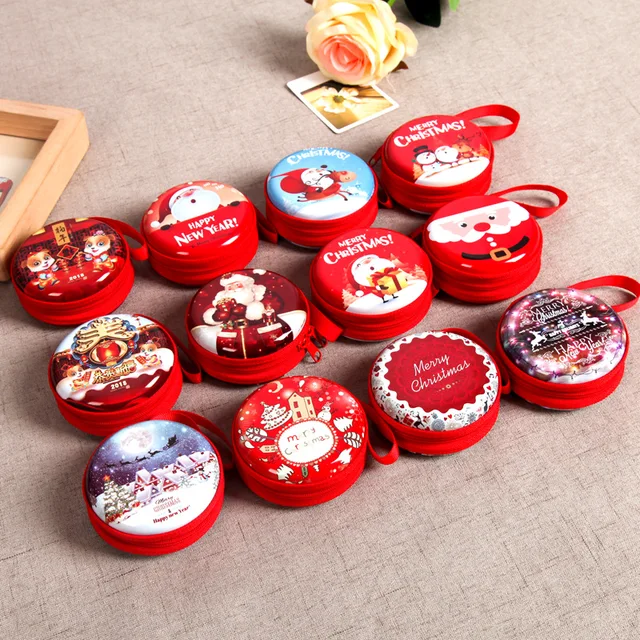 AMAWILL 2018 New Creative Tinplate Christmas trees Santa Claus Round Wallets Pendants Merry Christmas Gifts Children’s Toys 7D