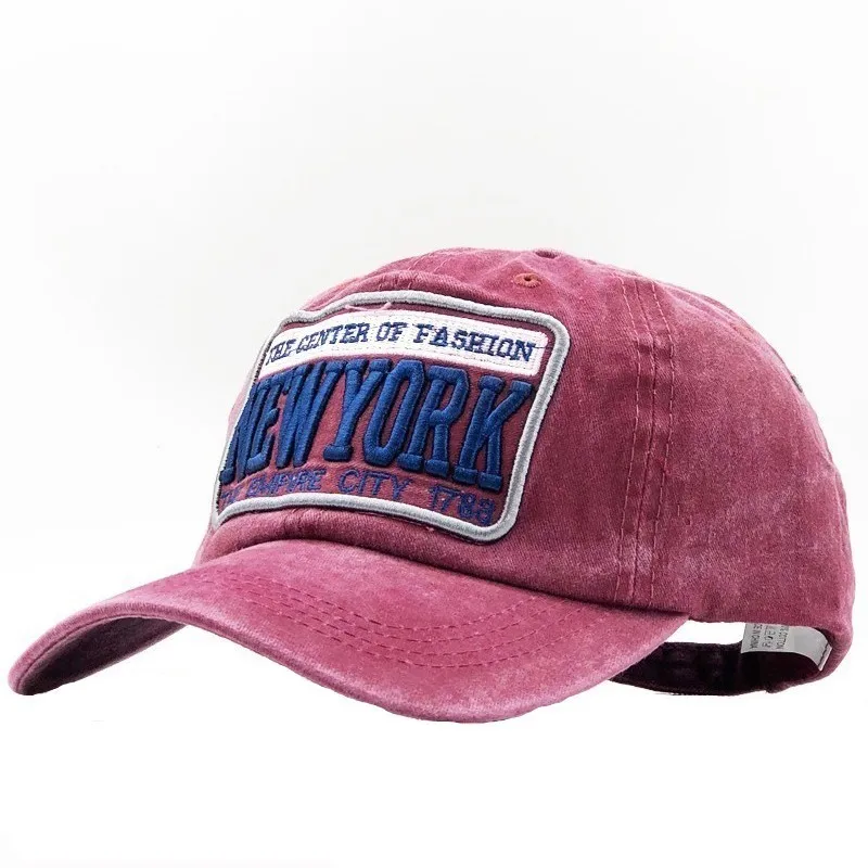 

Sand Washed 100% Cotton Baseball Cap Hat For Women Men Vintage Dad Hat New York Embroidery Letter Outdoor Sports Caps