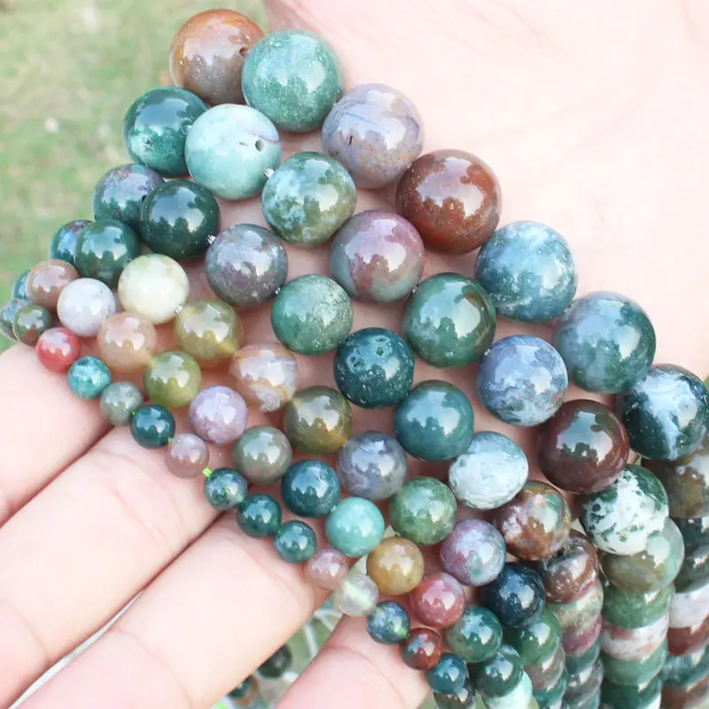 

Natural Indian Agates 4,6,8,10,12,14,16mm Round Beads15"/38cm ,Min. Order is $10,we provide mixed wholesale for all items !