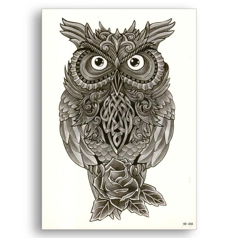 066 Faux Temporaire Amovible Tatouage Transfert Deau Oiseau Hibou Fleur Autocollants Femmes Hommes Sexy Cool Beauté Corps Art En Direct De La