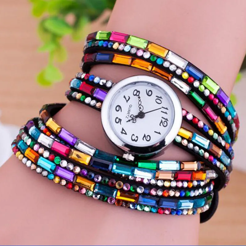 

Top Luxury Women Watch Fashion Quartz Colorful Rhinestone Wristwatch For Women Sport Analog Casual Watch Relogio Feminino