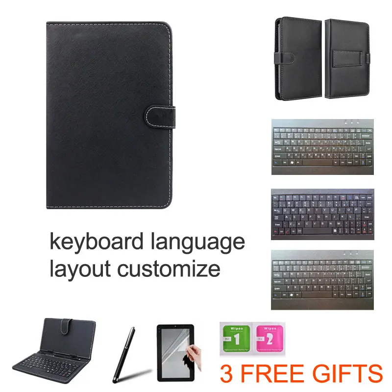 3-IN-1 Stylus+Film+Keyboard for DEXP Ursus 7E/7E 3G/7MV 7 inch Tablet Micro USB Keyboard PU Leather Case Cover Free Shipping | Компьютеры