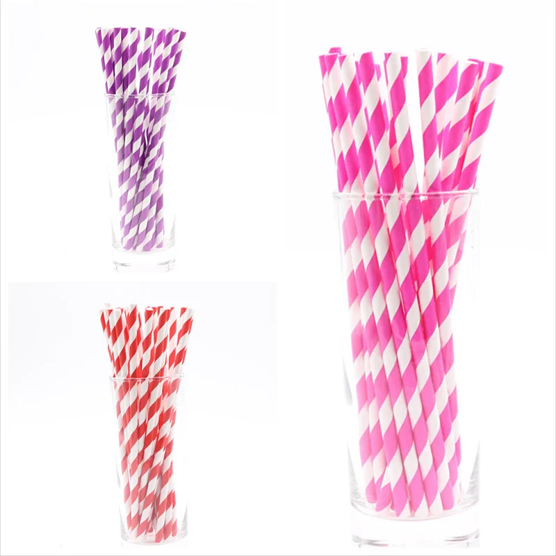 

PLAYGUYS 25Pcs/Lot Multicolored Drinking Paper Straws For Wedding Birthday Decoration Kids Adult Party Supplies