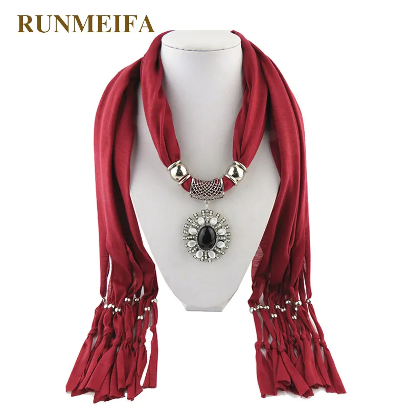 

RUNMEIFA Imitation Jewel Necklace Alloy Rhinestone charm Cross Pendant Scarf Women Ladies Pendent Accessories Scarf
