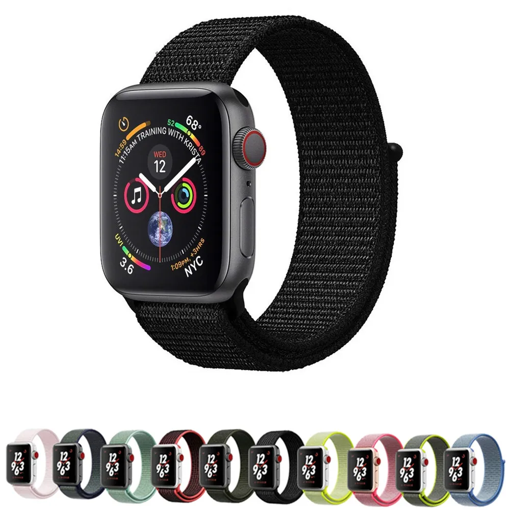 

Nylon Sport Loop For apple watch band 44mm 40mm 42mm 38mm iwatch series 4/3/2/1 Woven watchband wrist belt Replacement