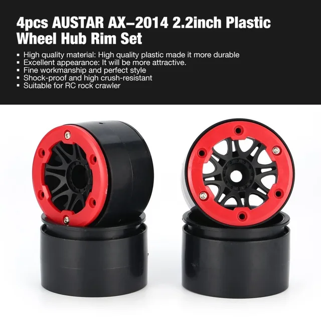 Best Offers 4pcs AUSTAR AX-2014 2.2inch RC Tires Beadlock Plastic Wheels Hub Rim Set for 1/10 RC Car RC Component Spare Parts Accessories