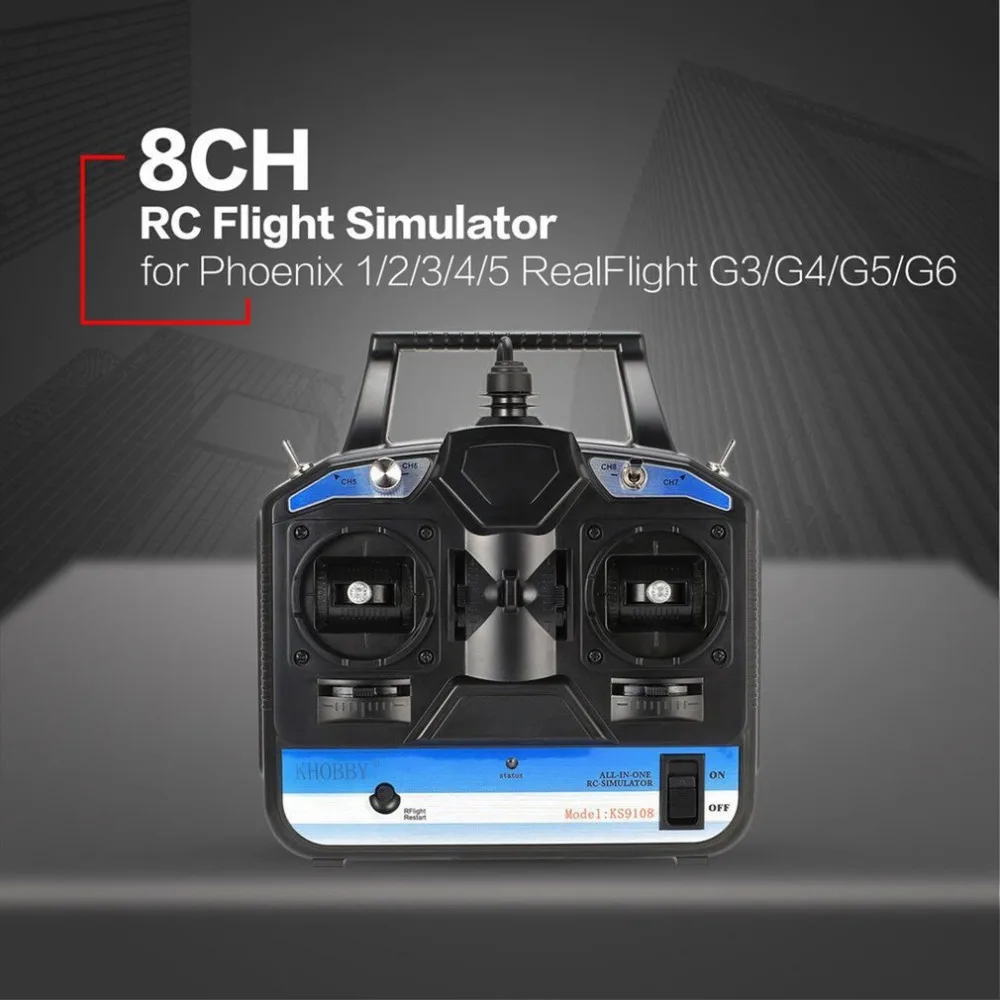 

8CH RC Flight Simulator RC Transmitter for Phoenix 1/2/3/4/5 Freerider+XTR+FMS+AeroFly RealFlight G3/G4/G5/G6/G7 XP WIN7 WIN8 Sy