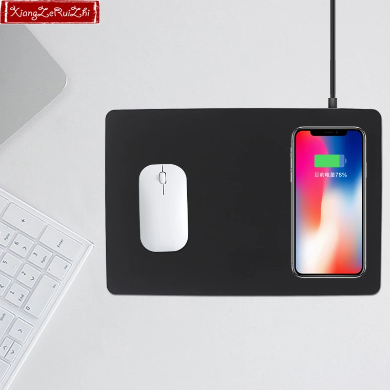 

Mouse pad with wireless charger PU leather 2 in 1 new QI fast charging wireless charger mouse pad for Samsung for iphone