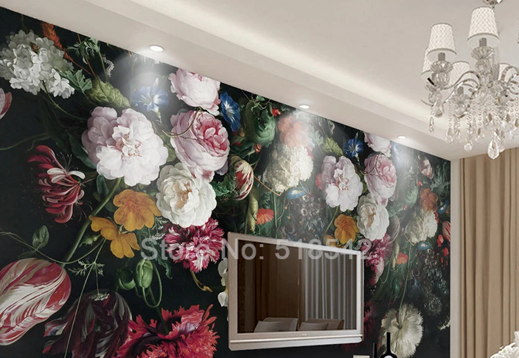 Пользовательские Любой Размер 3D настенные фрески обои ретро ручная роспись цветочные настенная живопись Гостиная Спальня дома росписи обои цветок