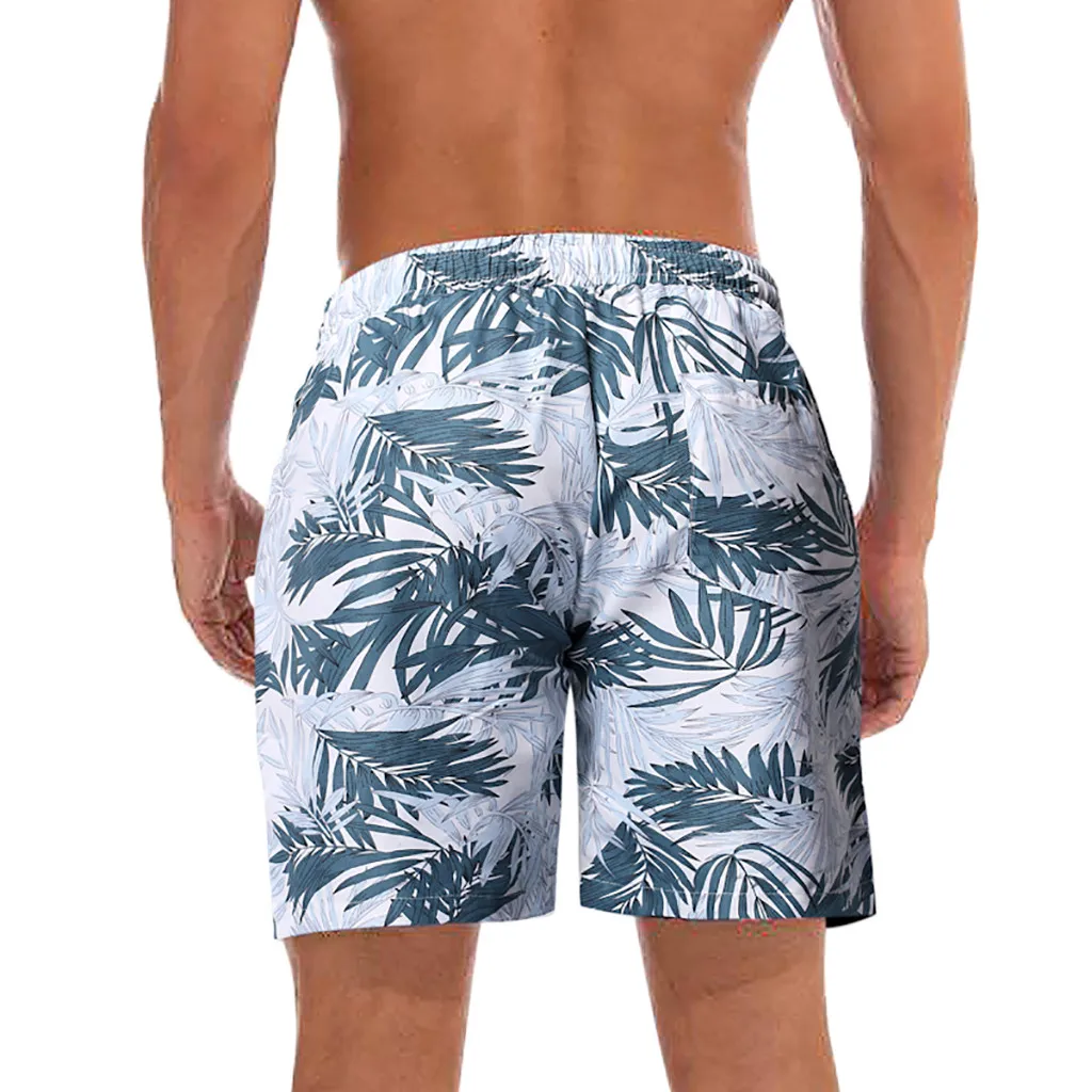 SAGACE, мужские свободные пляжные шорты с принтом в виде листьев, повседневные пляжные плавки, мужские шорты для купания, пляжная одежда