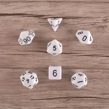7 шт./компл. белый игральные кости-многогранники Двусторонняя D4 D6 D8 D10 D12 D20 MTG магия сбор игрушки ролевые игры поли подставка для игр в необычном-Форма Волшебные кубики