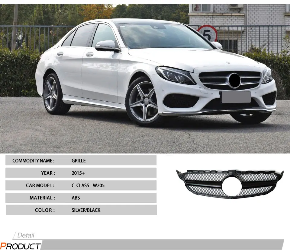 W205 AMG C63 Стиль передняя решетка гриля с AMG логотип для Mercedes-Benz C-class W205 C180 C200 C220d C250 C260 C300 C400